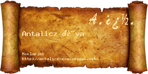 Antalicz Éva névjegykártya