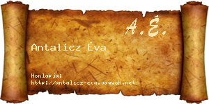 Antalicz Éva névjegykártya